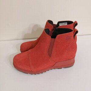 NEW Sorel Women's Evie Pull-On Bootie Waterproof Suede Leather Wedge Ankle Sz 7